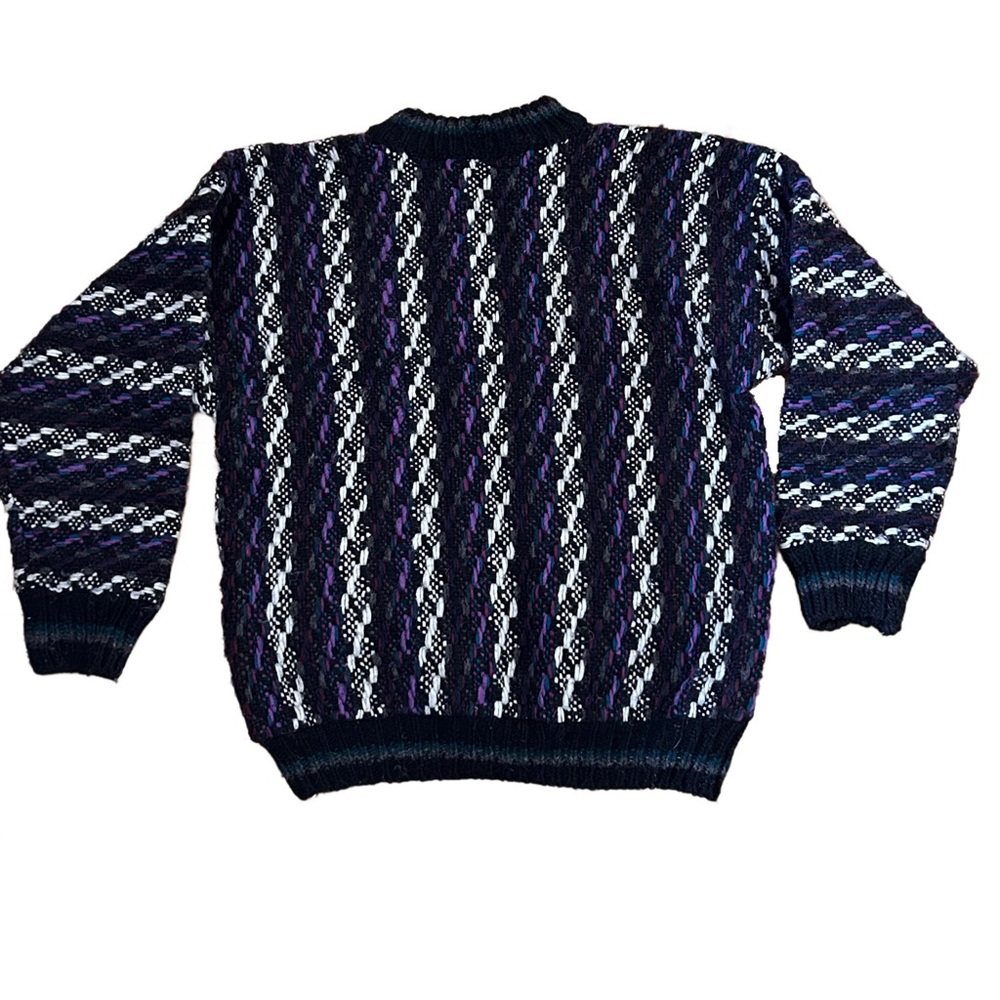 Vintage 90s Black and Purple Wool Sweater - Picture 2 of 2
